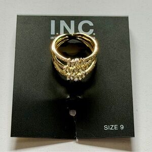 INC International Concepts Ring Gold Silver Crystal Size 9